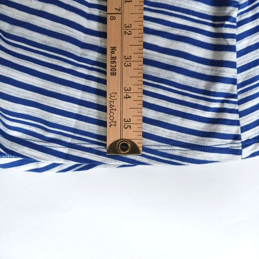 Talbots Striped Knee Length Dress PL Blue White Cotton Coastal Nautical Preppy - Picture 5 of 8